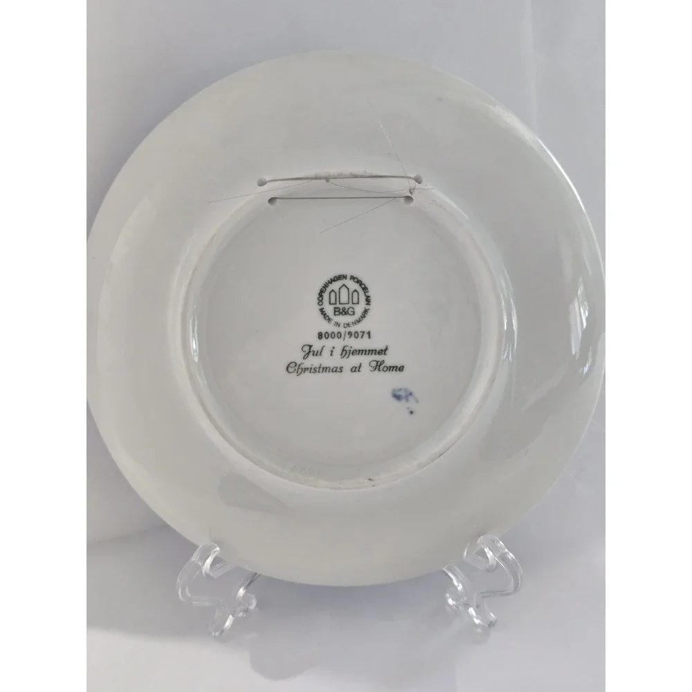 1971 Bing & Grondahl Annual Ceramic Plate - Christmas at Home Vintage Blue